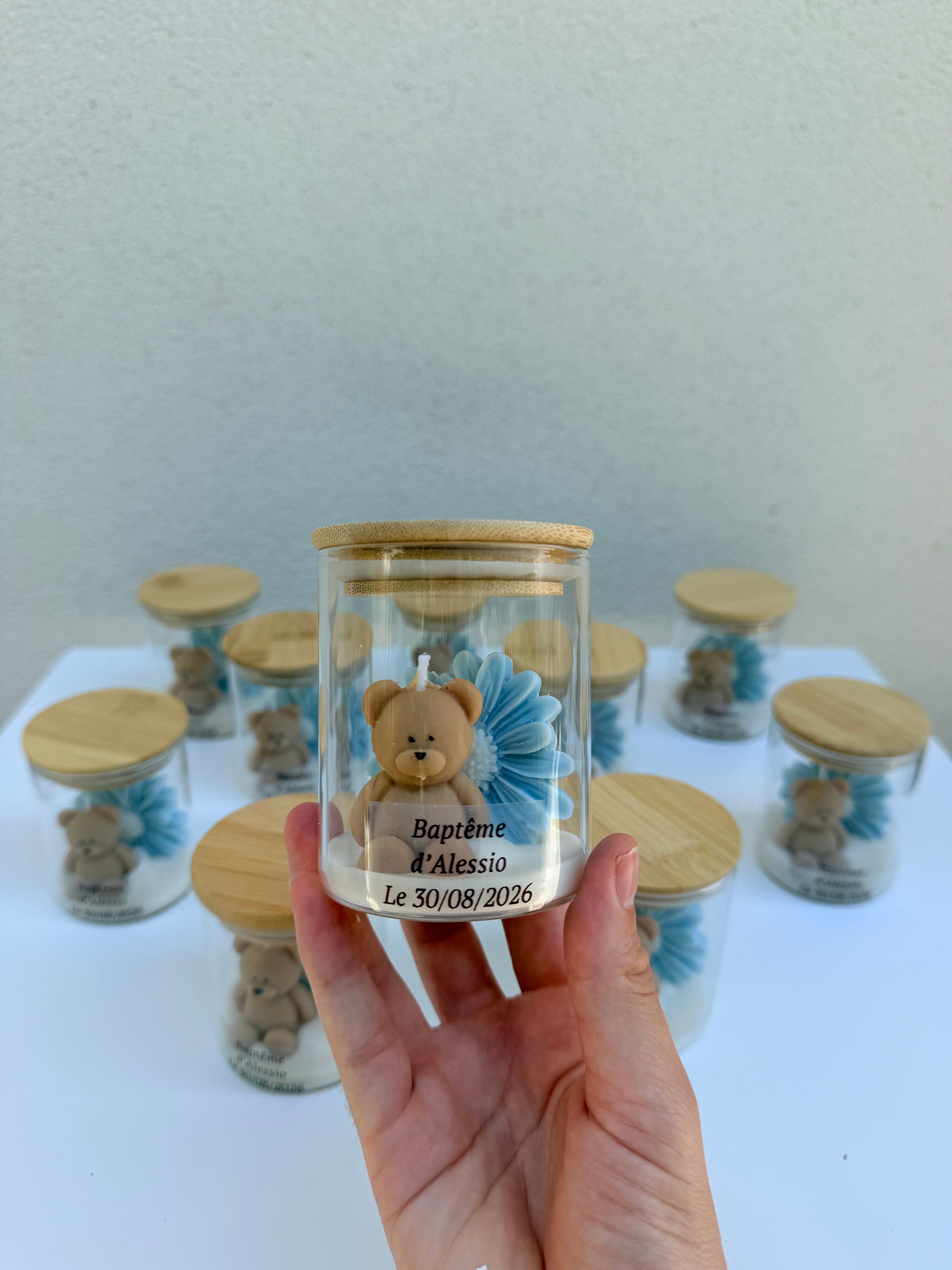La bougie ourson-marguerite en pot
