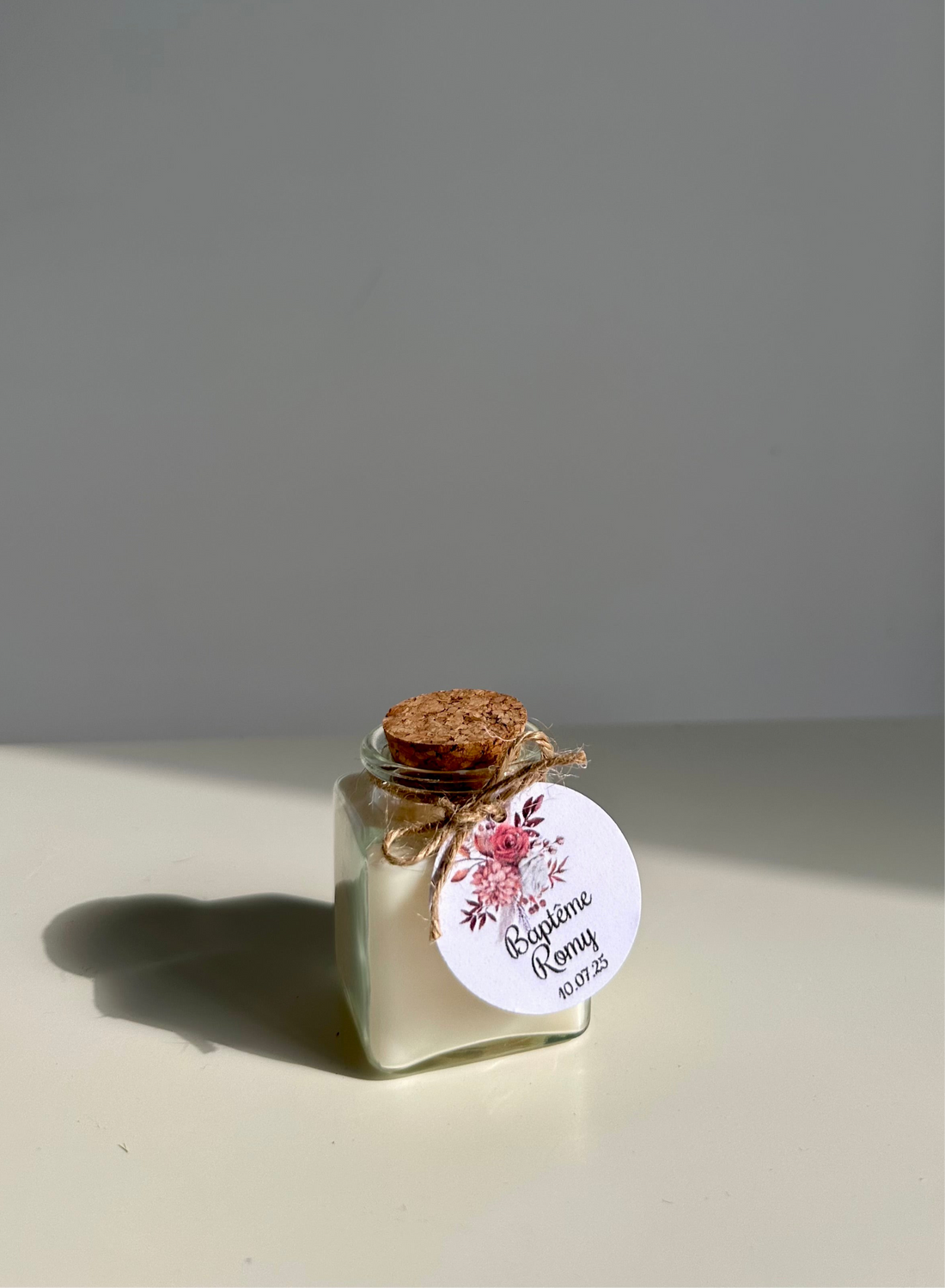 Bougie en pot avec bouchon en liège